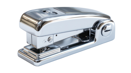 Shiny chrome stapler isolated on transparent background