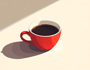 Obraz premium Red Coffee Cup on a Light Surface.