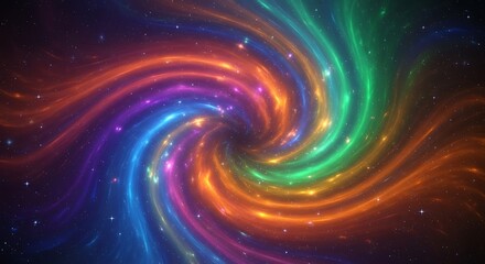 Obraz premium Colorful Swirling Vortex of Light Trails and Stars in Deep Space abstract