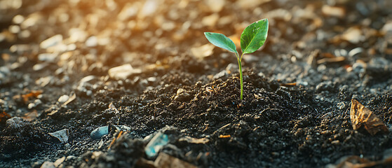 recycling and nature themes: photos of trees sprouting from waste, Earth held above trash, and green initiatives with ample blank spaces for environmental messages.