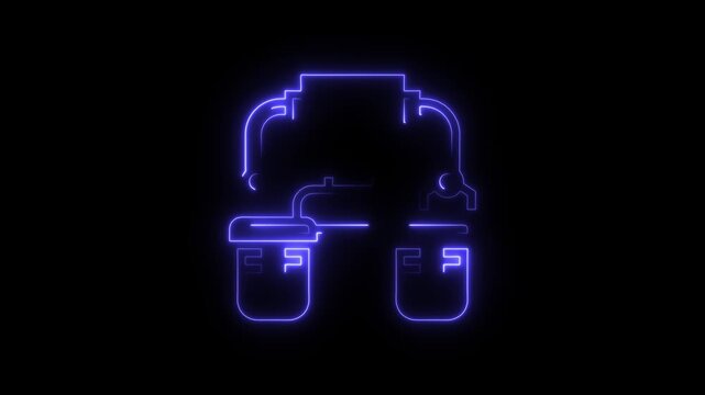 A neon outline of a three-output pin icon, possibly representing a check engine light or caution light in a vehicle, rendered in a modern style.