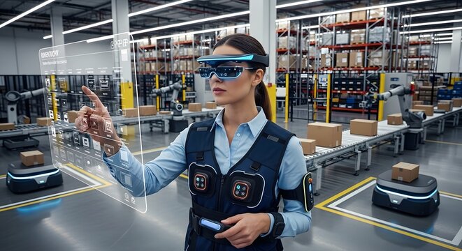 Futuristic warehouse automation with smart glasses and ai integration in logistics management