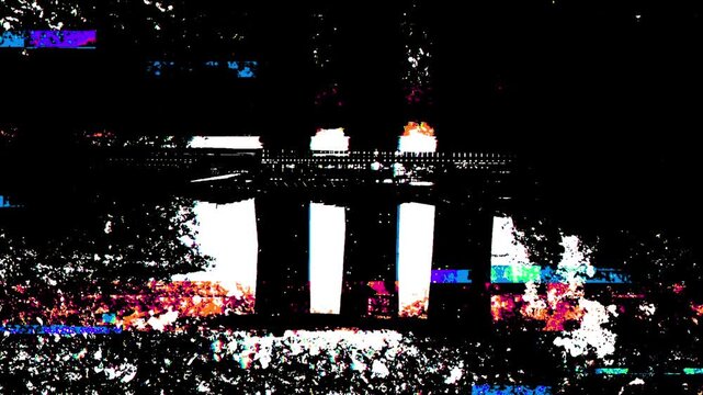 Static Glitch Transition. Rapid vertical slice and stutter with grainy static. Ideal for gaming streams or action sequences.