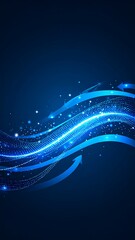 Abstract digital waves and arrows on a deep blue background