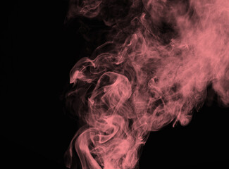 Swirling Pink Smoke Against Black Background abstract
