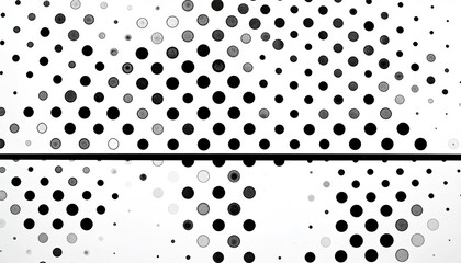 Geometric black and white dots form a pattern split by a horizontal line