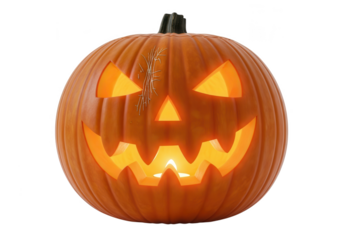 Vector art of jackolantern with carved face glowing warmly