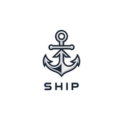 Anchor ship emblem, stylized maritime anchor with rope, bold naval branding logo, sailing company identity, clean vector design