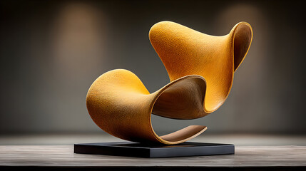 Abstract Yellow Modern Chair Sculpture