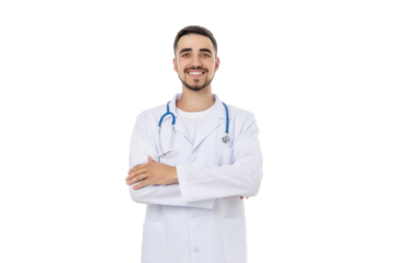 Confident doctor ready to help patients, isolated, PNG