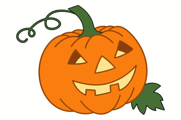 Classic Halloween Jack-O-Lantern Pumpkin Vector Illustration for Seasonal Design Projects