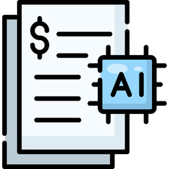 Lineal Color AI Business Document Icon with Dollar Symbol