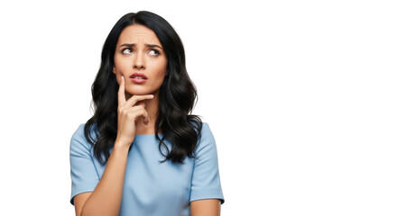 Woman thinking isolated on transparent background