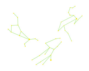 春の大三角のカラー線画イラスト（星座線のみ）