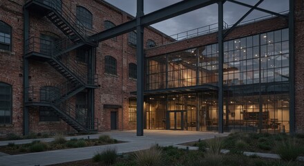 Modern architectural building exterior at night