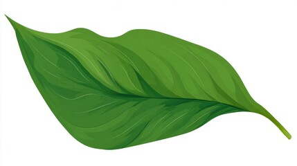 Single fresh green leaf isolated on white background, a macro closeup of nature's freshness and growth