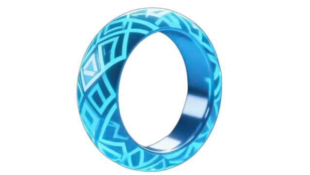 A 3d blue glass sphere number zero ring frame design element illustration