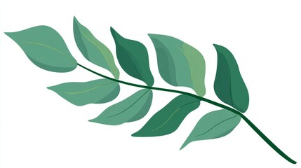 Illustration of a green leafy branch with multiple leaves, perfect for nature-themed designs.