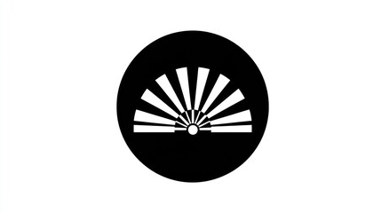 Abstract sunburst design in black circle on white background
