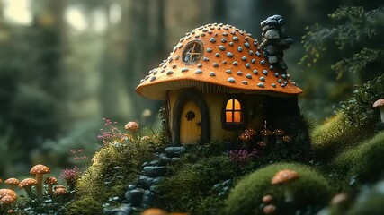 Enchanting Fairy Mushroom House in a Magical Forest. - Powered by Adobe
