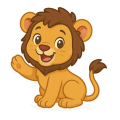 Obraz premium Cute Cartoon Lion Cub