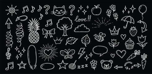 Chalkboard Doodle Collection Whimsical Hand-Drawn Elements for Creative Projects and Designs