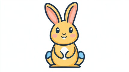 Cartoon bunny illustration on white background for various applications