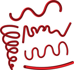 Collection of red wavy and coiled lines