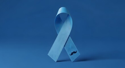 Blue ribbon with mustache symbol for men's health awareness and movember campaign
