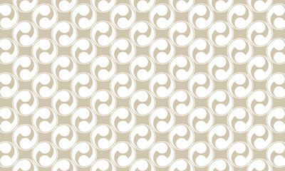 モダンな茶色の丸に左二つ巴の柄が繋がったパターン模様