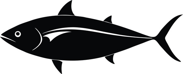 tuna fish silhouette vector, ocean marine illustration
