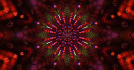Colorful abstract design with vibrant lights and intricate patterns