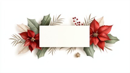 Obraz premium Elegant rectangular frame of watercolor poinsettias a
