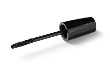 Black mascara brush on white background