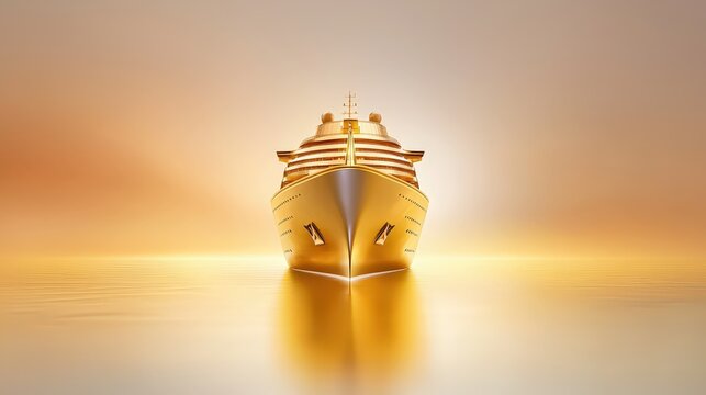 Elegant golden ship standing as a metaphor for wealt