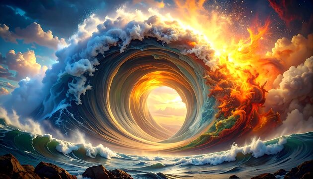 Surreal wave vortex in clouds - Powered by Adobe