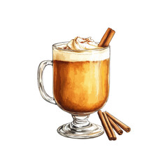 hot buttered rum hand drawn illustration