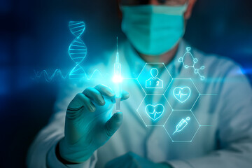 doctor holding a virtual interface