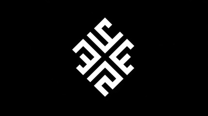 Geometric white symbol on black background design element for multiple uses