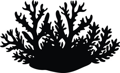 coral reef biodiversity symbol vector, ocean floor silhouette illustration
