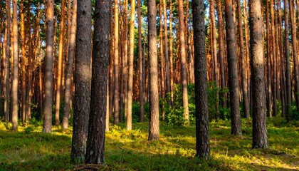 Sunlight filtering through a pine forest (1)