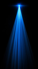 Rays of blue laser beam lights shining on a black background symbolizing energy technology power futuristic vision and dynamic illumination in an abstract style.