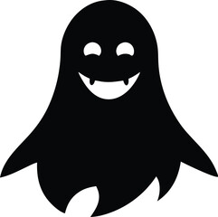 cute smiling ghost silhouette vector, friendly spirit illustration
