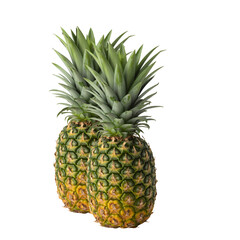 Fototapeta premium Fresh ripe pineapple with textured skin and spiky leaves, sweet tropical fruit for juice and dessert, tropical exotic fruit and healthy nutrition