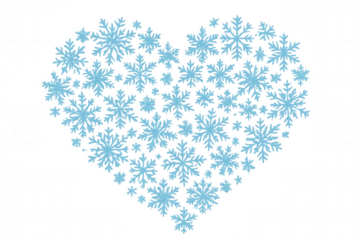Heart shape art made of blue snowflakes. Perfect for winter, christmas, valentine's day, and love concepts. Transparent background