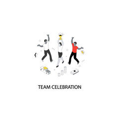 Flat Vector Illustration of Team Celebration and Success Concept