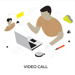 Flat Vector Illustration of Video Call and Online Meeting
video call