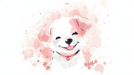 watercolor painting kawaii cute dog collar