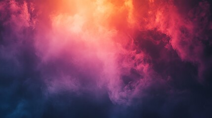 Dramatic, colorful clouds in the sky with a warm, glowing light in the center.