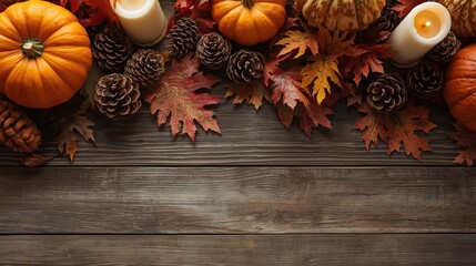Autumn Harvest with Pumpkins and Candles
